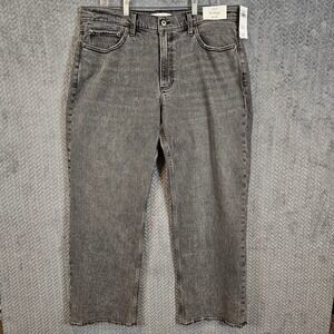 Abercrombie & Fitch The Baggy Low Rise Grey Jeans 32 14R‎ New With Tags